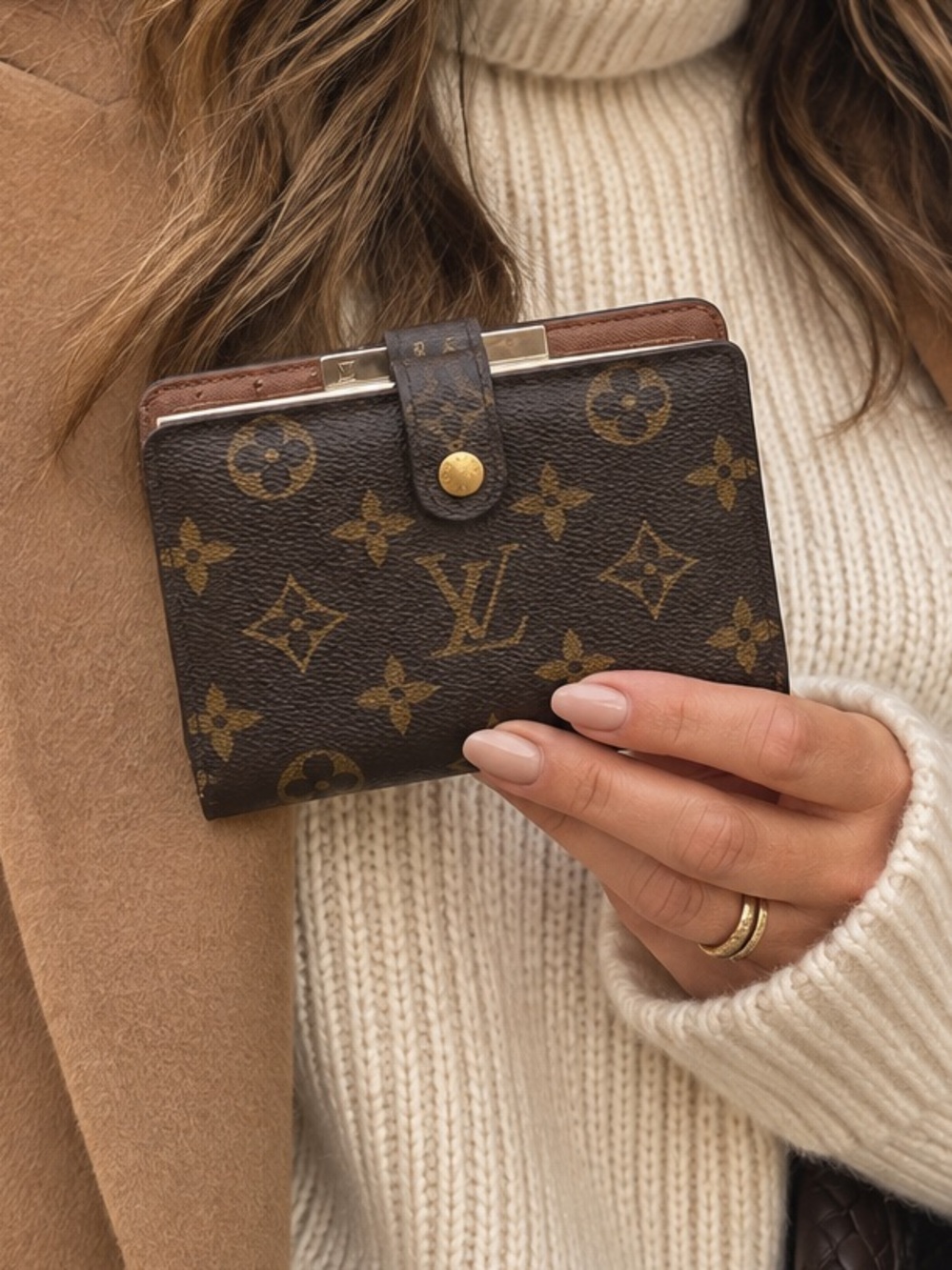 Louis Vuitton Vintage Monogram French Purse Kiss-Lock Wallet